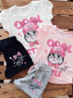 تیشرت شورتک گربه پاپیونی