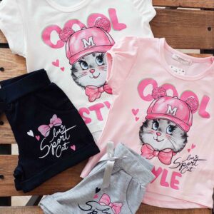 تیشرت شورتک گربه پاپیونی