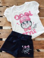 تیشرت شورتک گربه پاپیونی