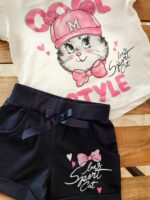 تیشرت شورتک گربه پاپیونی