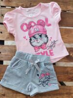 تیشرت شورتک گربه پاپیونی