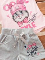 تیشرت شورتک گربه پاپیونی