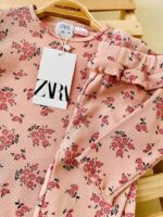 بلوز شلوار کبریتی گلدار صورتی