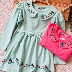 پیراهن گلدوزی یقه ب ب