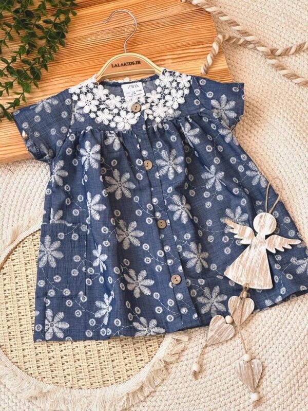 پیراهن گلدوزی شده یقه گیپور